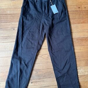 Organic Stretch Cotton Twill Straight Leg Cropped Pants